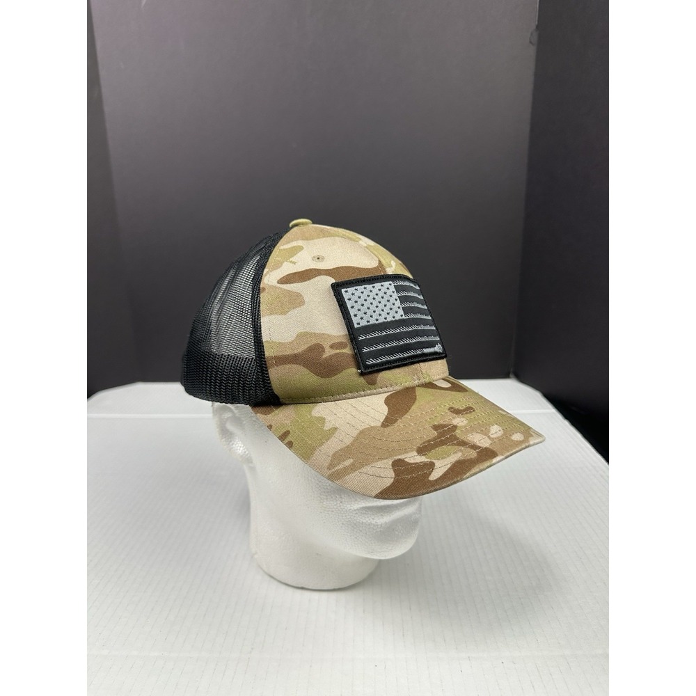 Hooey Liberty Roper Hat Snapback Trucker Cap Camo Black Mesh Back American Flag